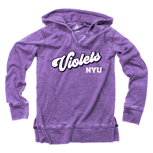 NYU Violets NCAA Girls VNeck Hoodie Tee