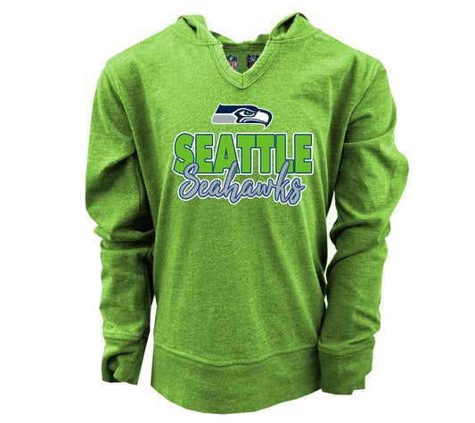 Seattle Seahawks NFL Girl's Youth Burnout V-neck Hoodie