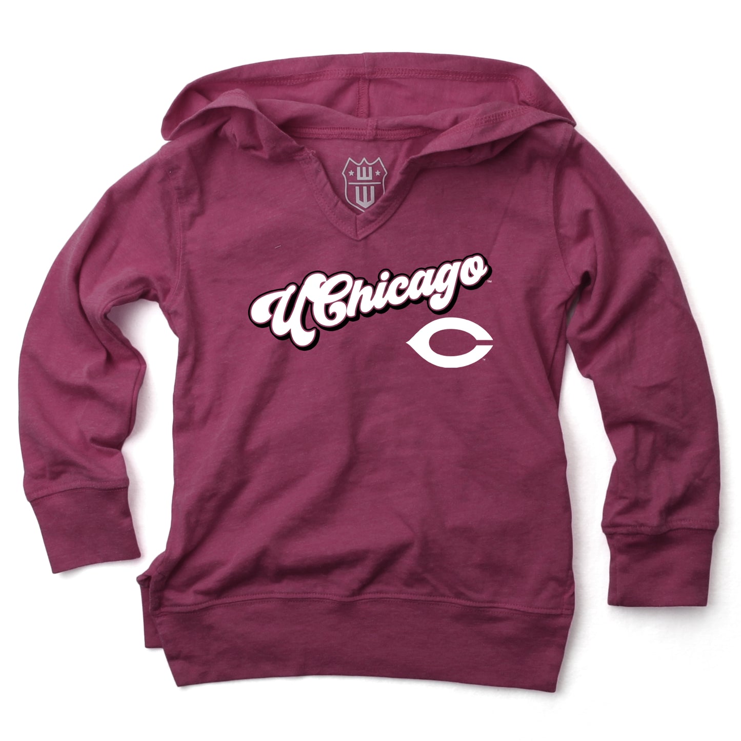 Univ of Chicago Maroons NCAA Girls VNeck Hoodie Tee