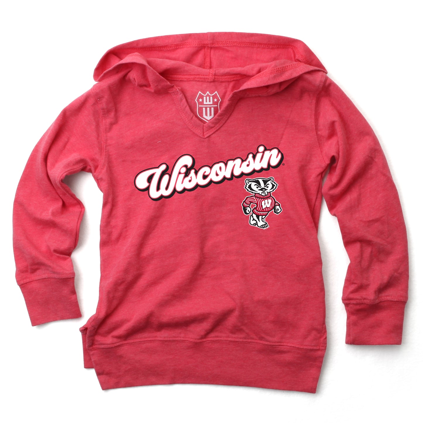 Wisconsin Badgers Girls VNeck Burnout Hoodie