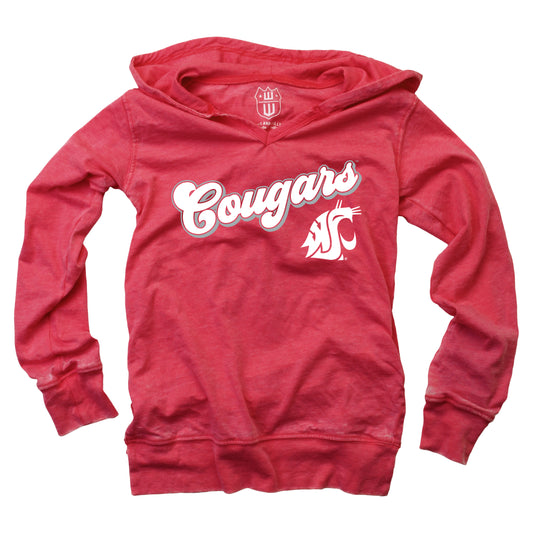 Washington State Cougars NCAA Girls VNeck Hoodie Tee