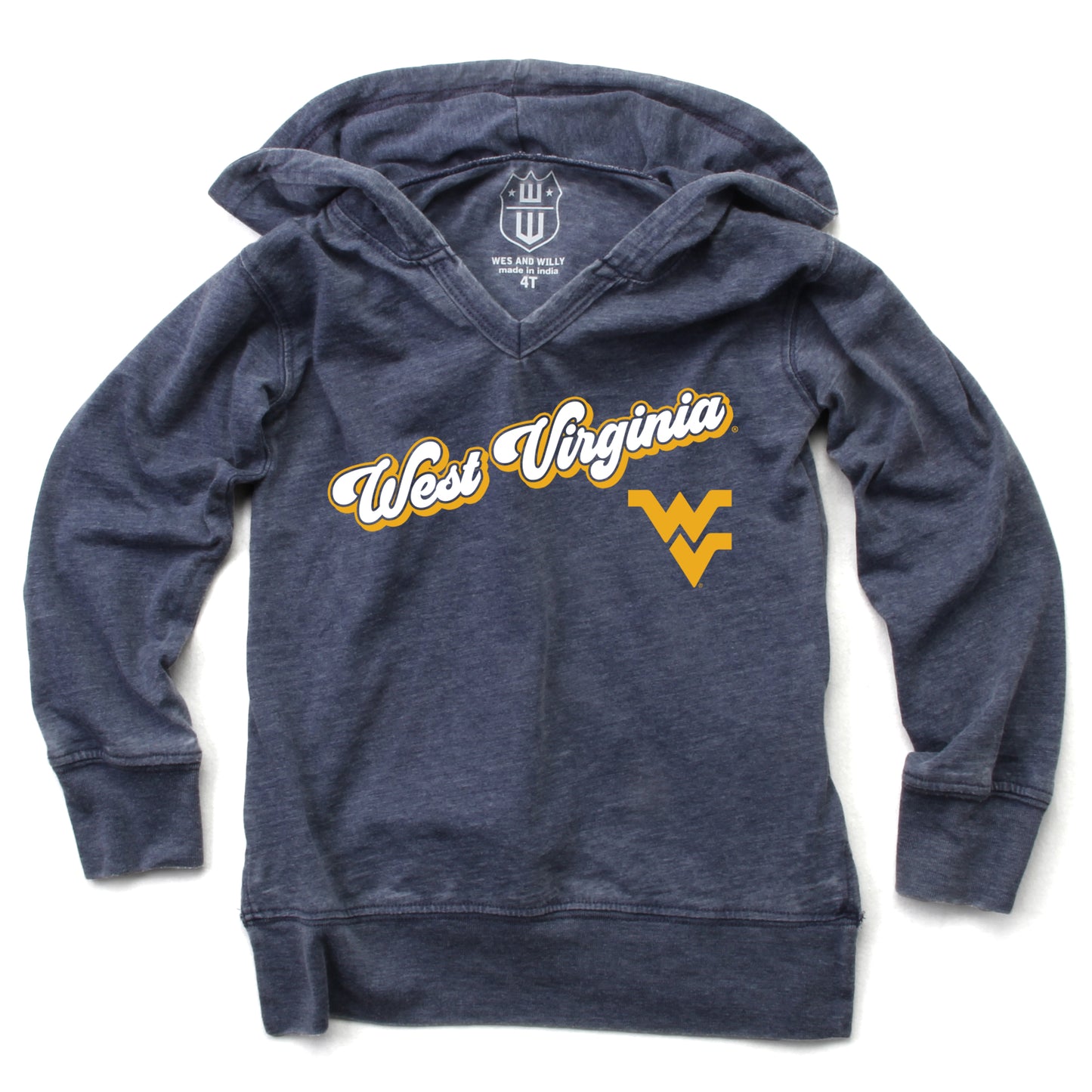West Virginia Mountaineers NCAA Girls VNeck Hoodie Tee