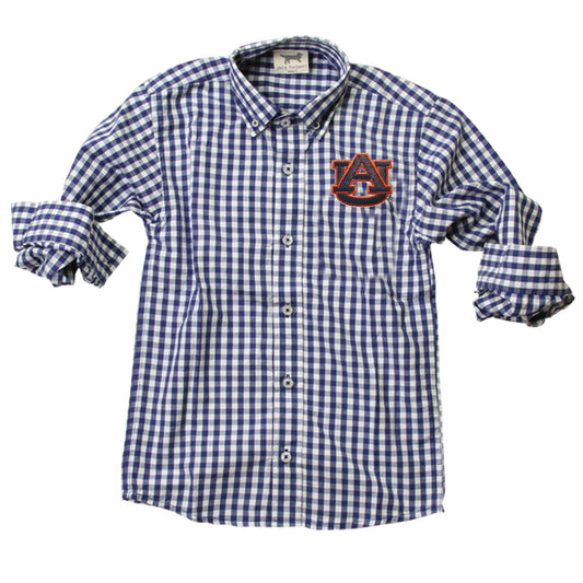 Auburn Tigers Youth Boys LS Gingham Shirt