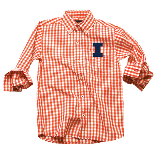 Illinois Fighting Illini Youth Boys LS Gingham Shirt