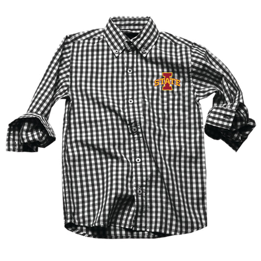 Iowa State Cyclones Youth Boys LS Gingham Shirt