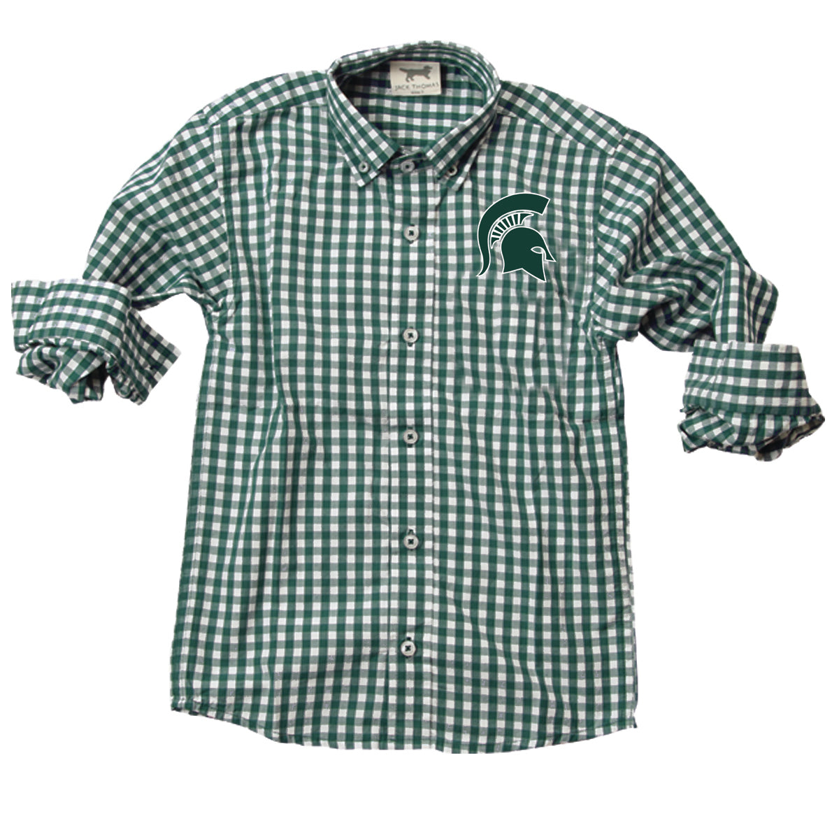 Michigan State Spartans Youth Boys LS Gingham Shirt