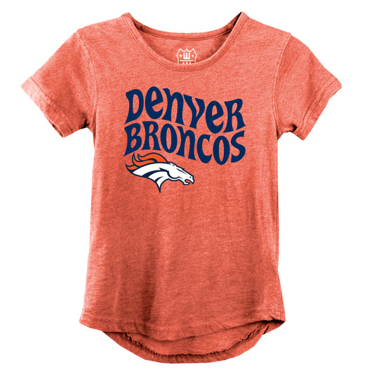 Denver Broncos NFL Girls SS Burn Out Tee Shirt - Orange