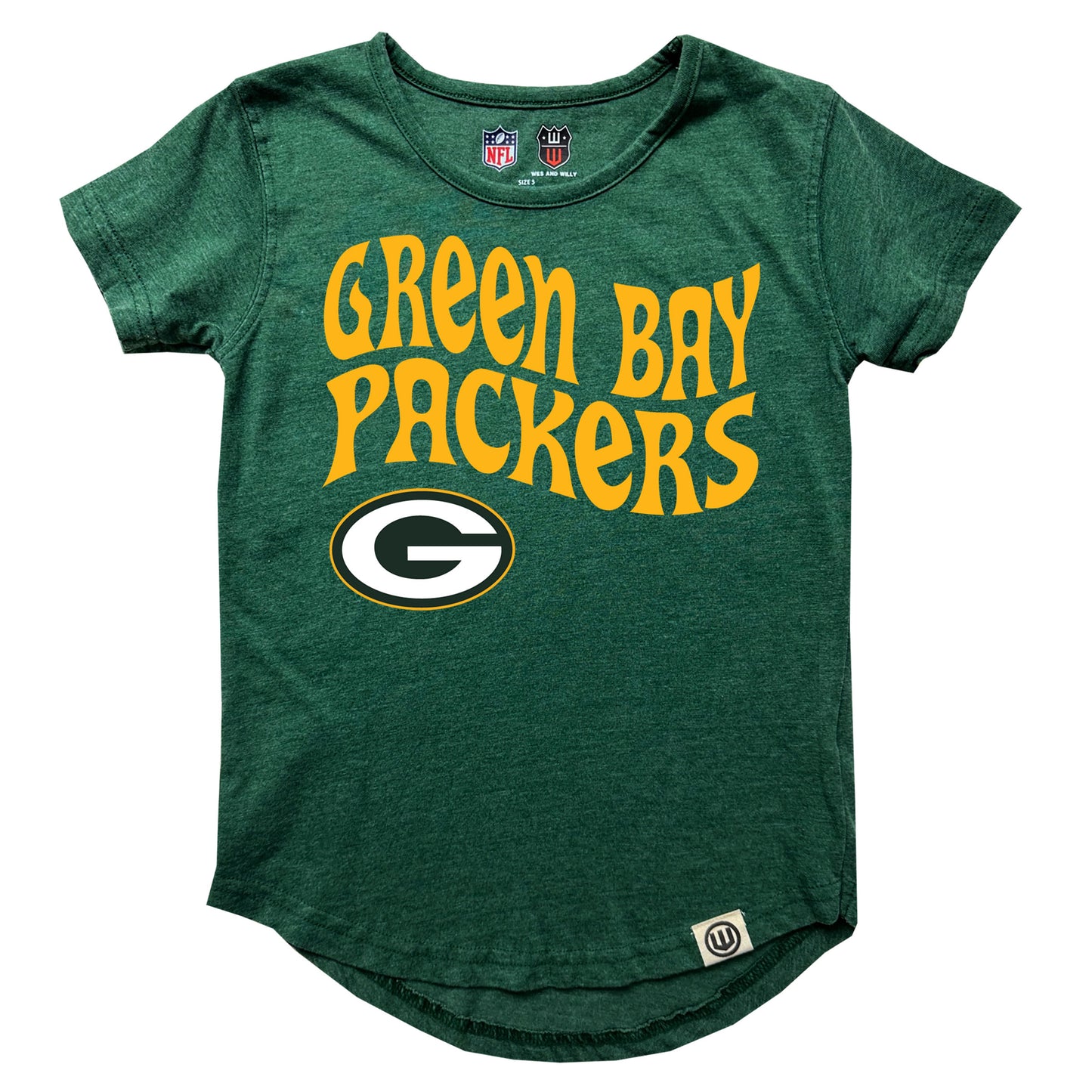 Green Bay Packers NFL Girls SS Burn Out Tee Shirt