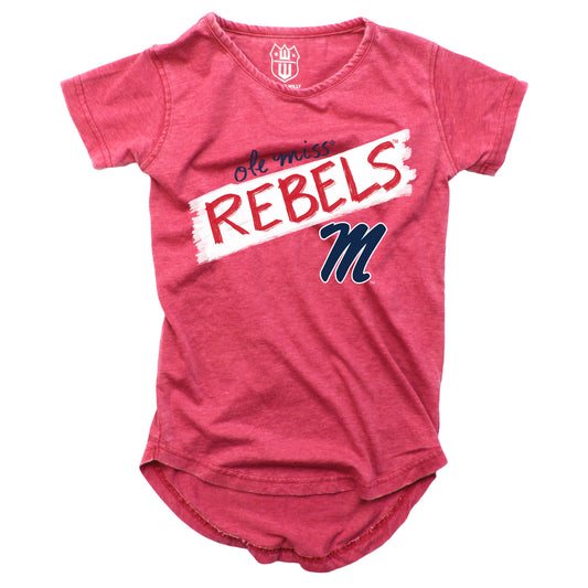 Ole Miss Rebels NCAA Girls S/S Burnout Tee