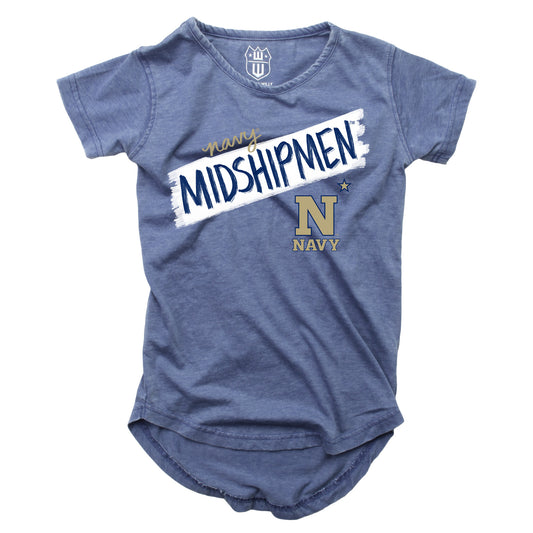 Navy Midshipmen NCAA Girls S/S Burnout Tee