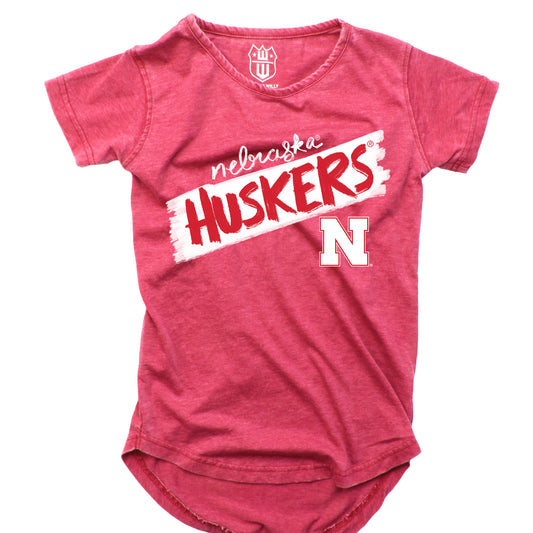 Nebraska Cornhuskers NCAA Girls S/S Burnout Tee