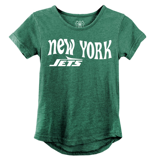 New York Jets NFL Girls SS Burn Out Tee Shirt