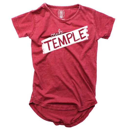 Temple Owls NCAA Girls S/S Burnout Tee