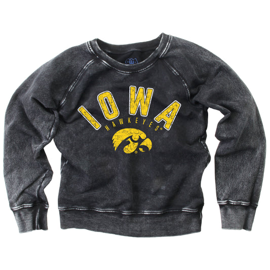 Iowa Hawkeyes Youth Faded Fleece Crew