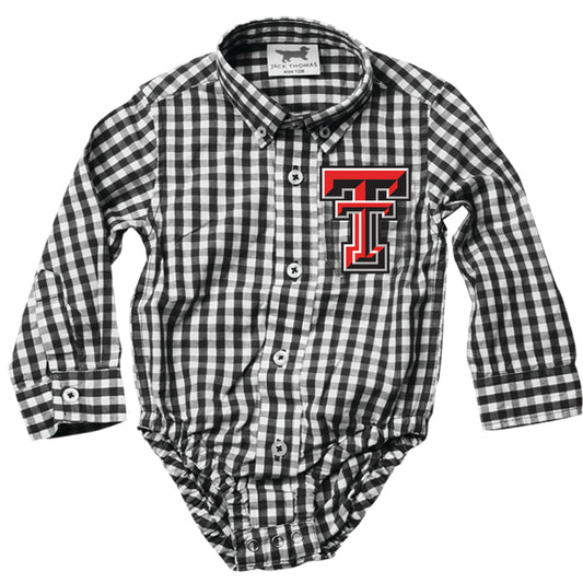 Texas Tech Red Raiders Infant LS Gingham Onesie - Black