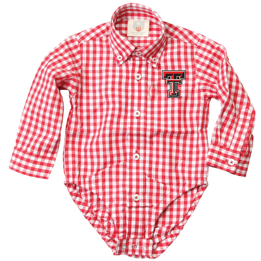 Texas Tech Red Raiders Infant LS Gingham Onesie - Red