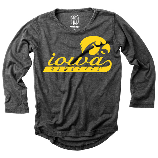 Iowa Hawkeyes Youth Girls LS Burn Out Tee