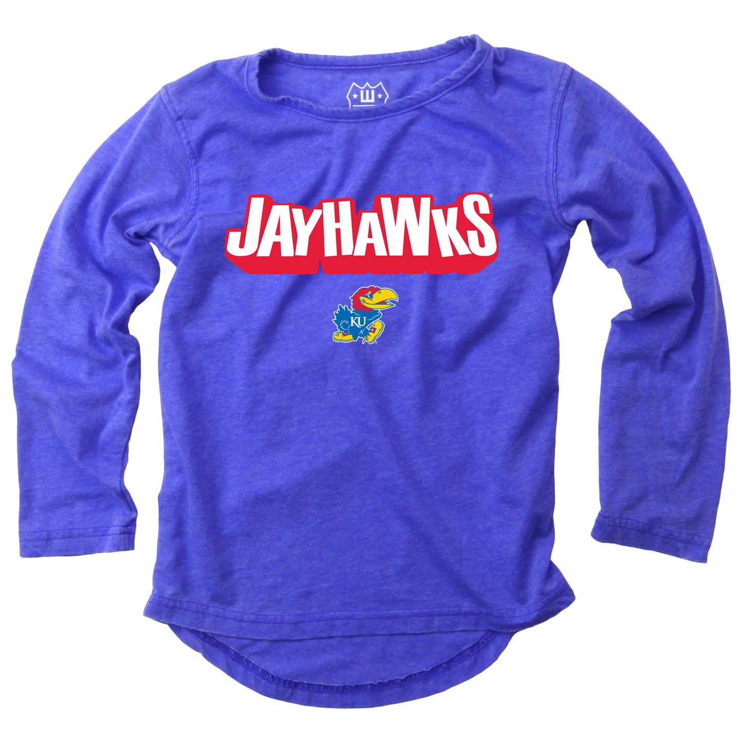 Kansas Jayhawks Youth Girls LS Burn Out Tee