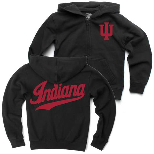 Indiana Hoosiers Youth Fleece Zip Up Jacket - Black