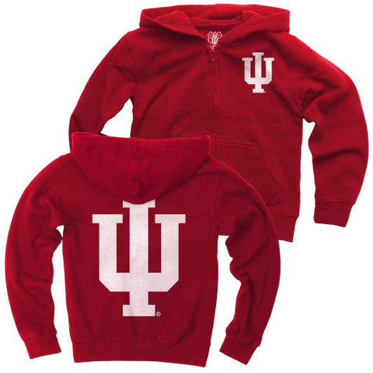 Indiana Hoosiers Youth Fleece Zip Up Jacket - Red
