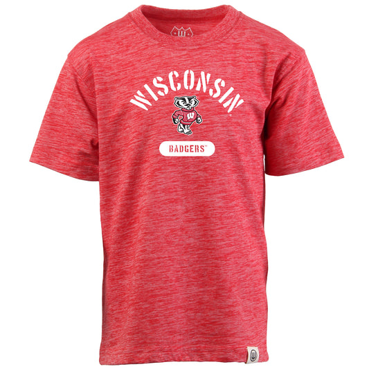 NCAA Kids S/S Cloudy Yarn Tee-Wisconsin Badgers