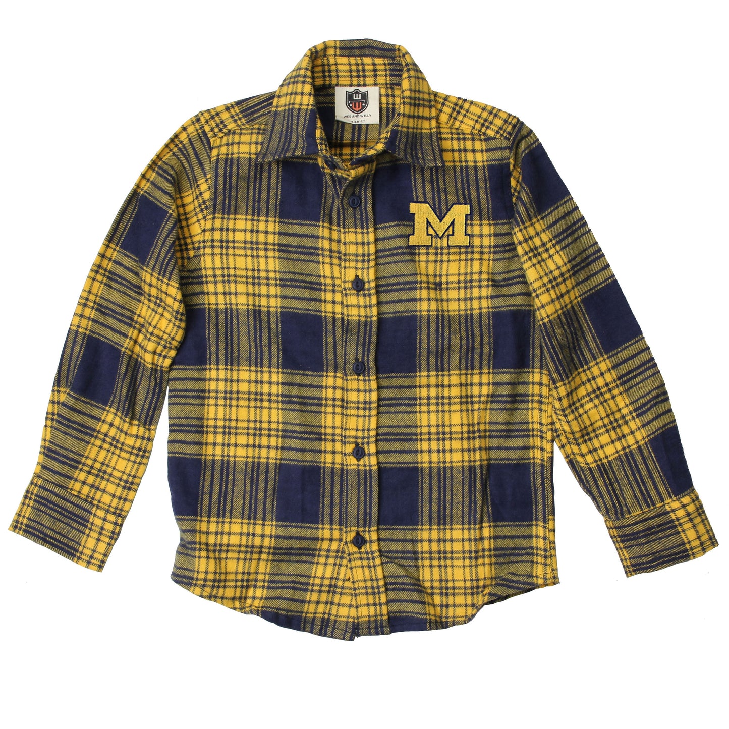 Michigan Wolverines Youth Boys Plaid Shirt