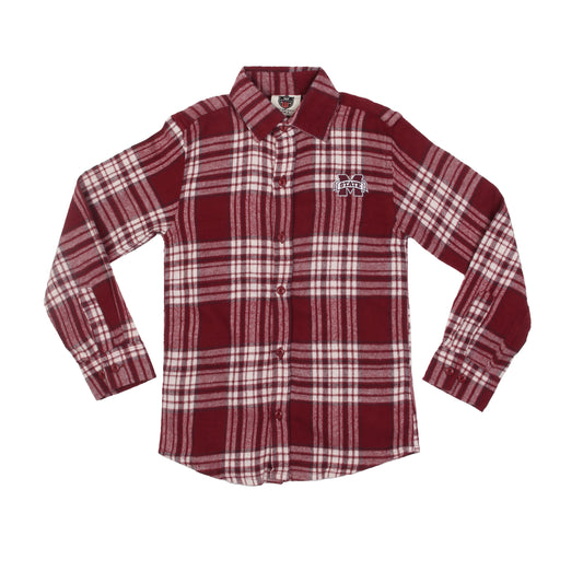 Mississippi State Bulldogs Youth Boys LS Plaid Shirt