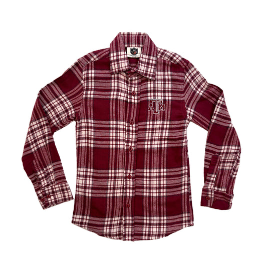 Texas A&M Aggies Youth Boys LS Plaid Shirt