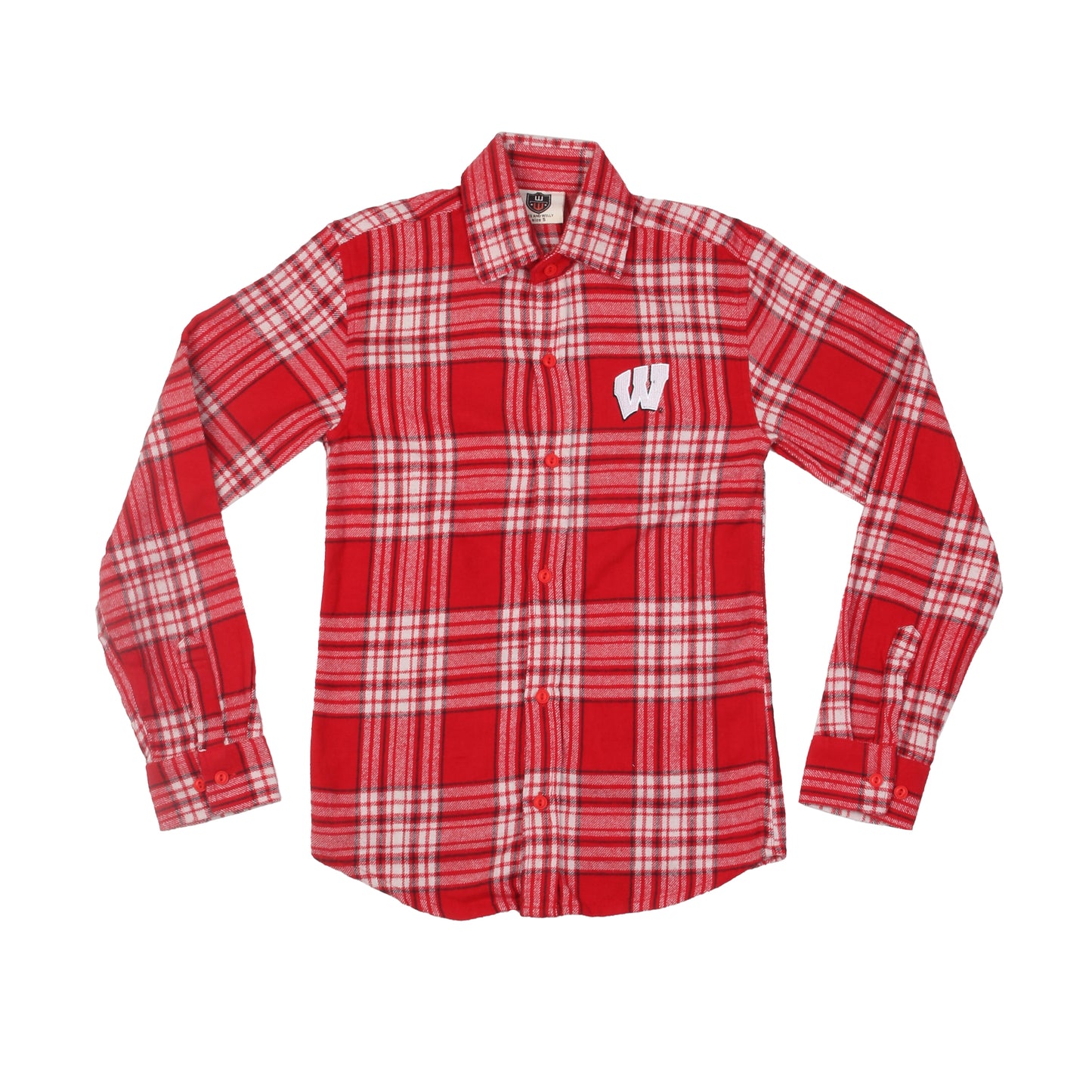 Wisconsin Badgers Youth Boys LS Plaid Shirt