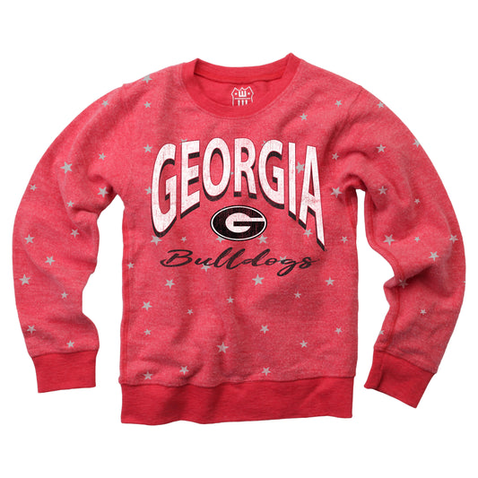 Georgia Bulldogs Youth Girls Shimmer Star Fleece Top