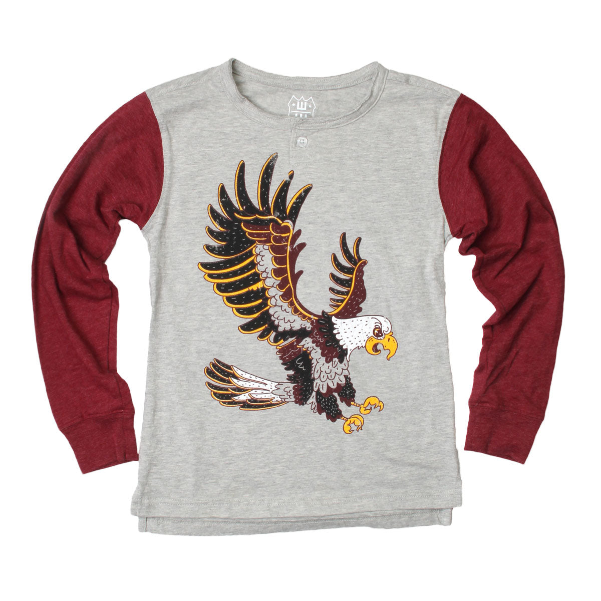 Youth Eagle Long Sleeve Contrast Henley