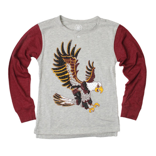 Youth Boys Eagle Long Sleeve Contrast Henley