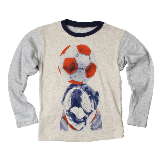 Youth Boys Soccer Dog Contrast Long Sleeve Tee