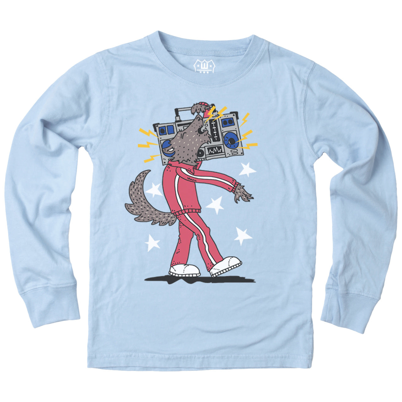 Youth Cool Wolf Graphic Tee-Sky Blue