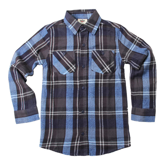 Youth Boys Flannel Shirt-Navy