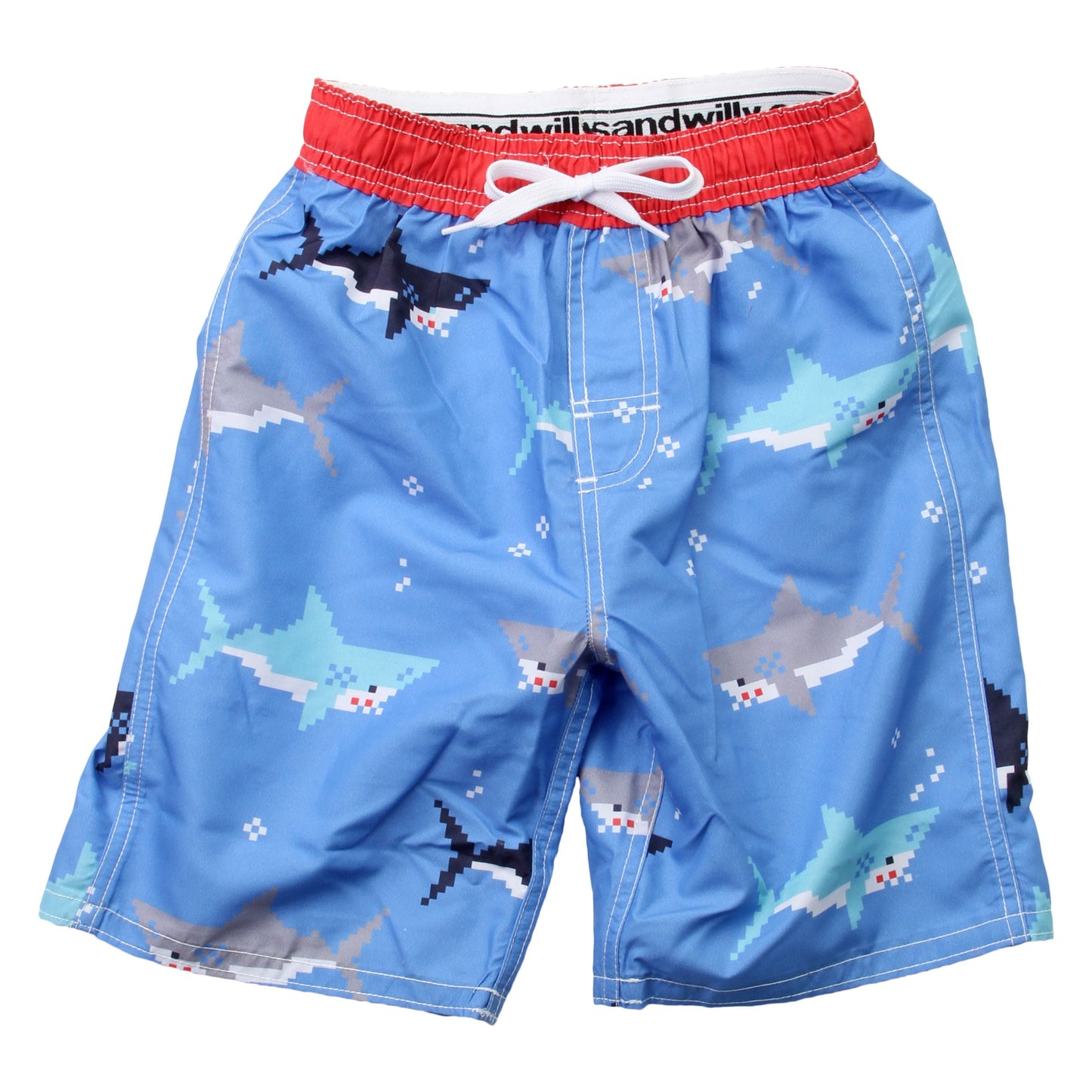 Youth Boys Bitmap Sharks Swim Trunks