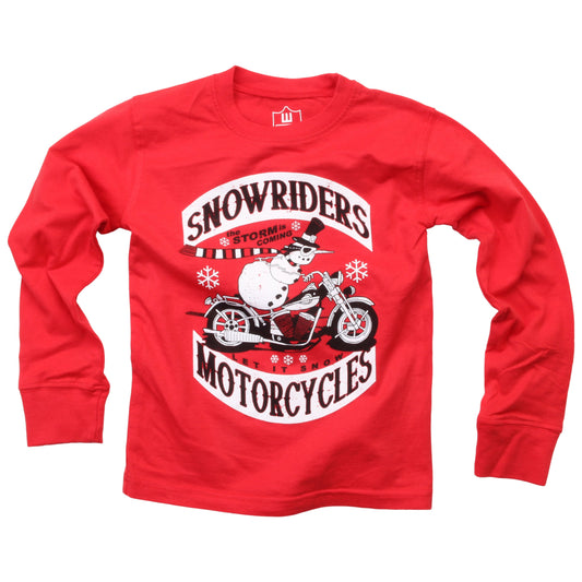 Youth Boys Snowriders LS Tee-Red
