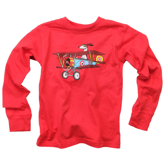 Youth Boys Pilot Dog LS Tee-Red