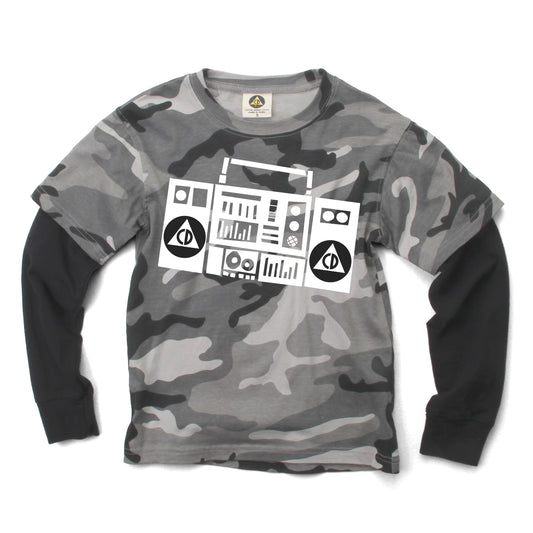 Civil Defense Youth Boys Boom Box Camo Tee