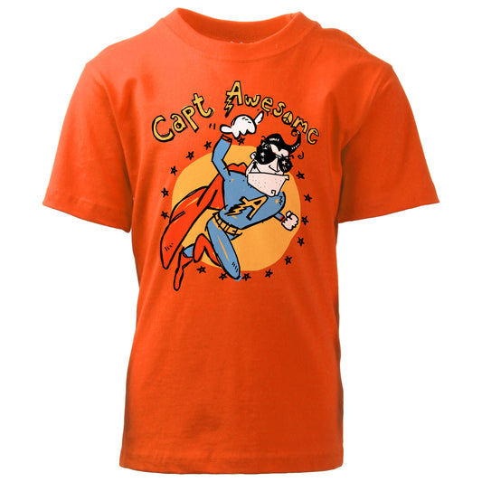 Youth Boys Capt Awesome SS Tee - Orange Crush