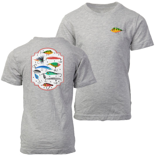 Youth Boys F/B Fishing Lures SS Tee - Heather