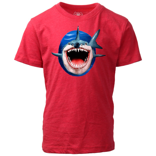 Youth Boys Shark Bite SS Tee - Cherry