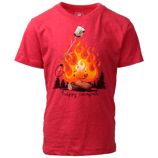 Youth Boys Happy Camper SS Tee - Cherry