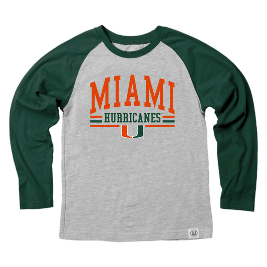 Miami Hurricanes Youth LS Raglan Tee