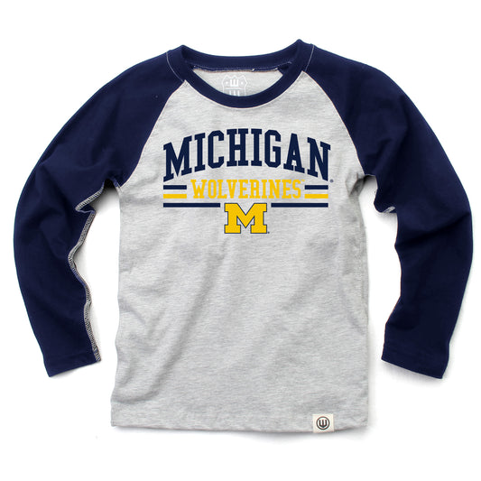 Michigan Wolverines NCAA Kids LS Raglan Tee
