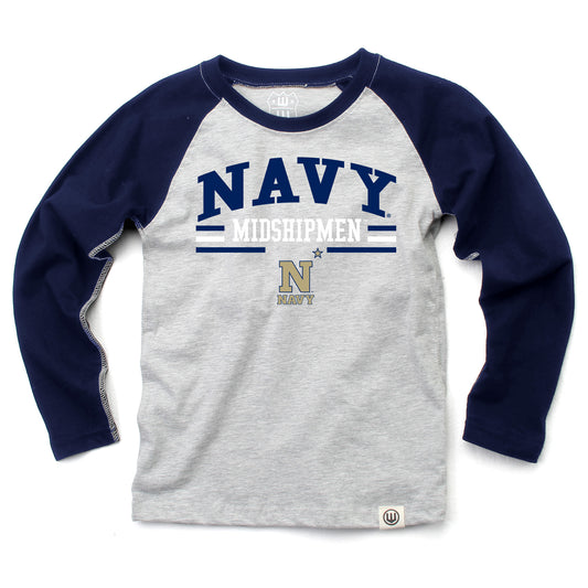 Navy Midshipmen NCAA Kids LS Raglan Tee