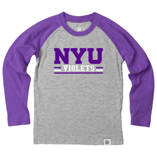 NYU Violets NCAA Kids LS Raglan Tee