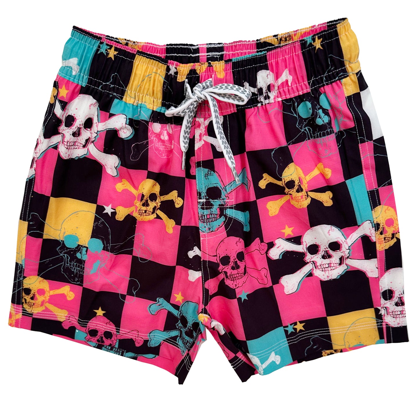 Youth Boys Check Skull Swim Trunk