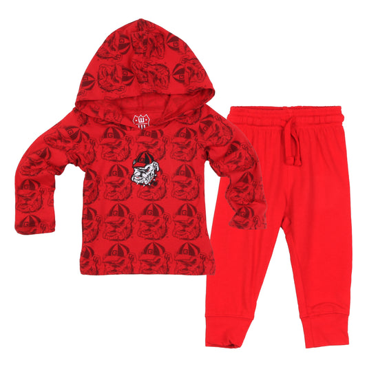 Georgia Bulldogs Infant Allover Print Hoodie Set