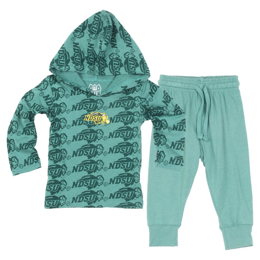 North Dakota State Bison Infant Allover Print Hoodie Set